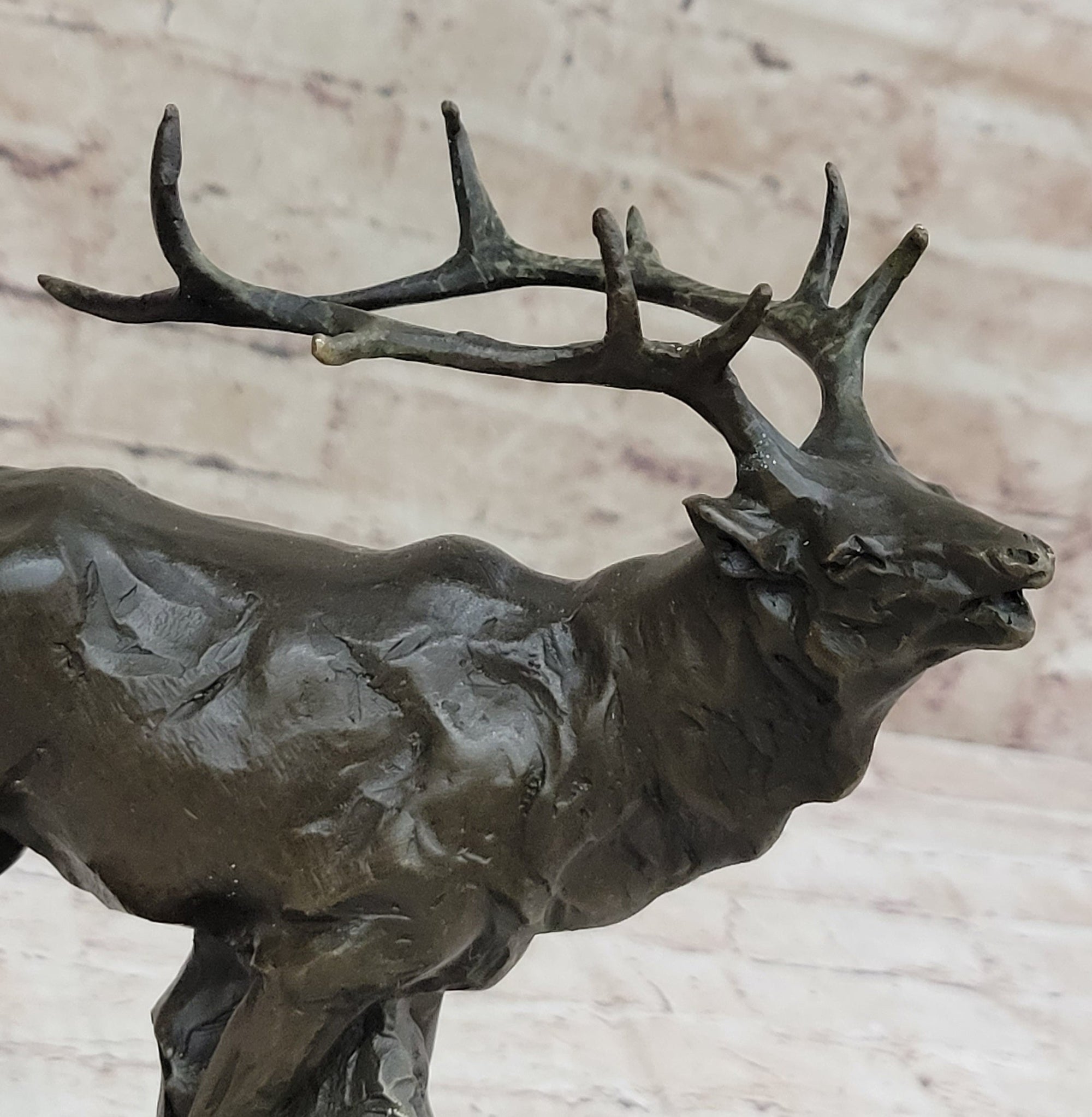 Signed Original Male Elk Mountain Deer Caribou Hunter Bronze Sculpture Art Decor