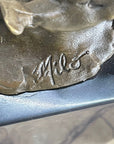 Elk Deer Caribou Stag Buck Jumping Bronze Statue Sculpture on Marble Base