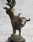 Frederic Remington Cowboy Rodeo Bull Rider Western Bronze Statue Sculpture 16" x 11.5"