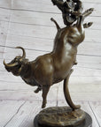 Frederic Remington Cowboy Rodeo Bull Rider Western Bronze Statue Sculpture 16" x 11.5"
