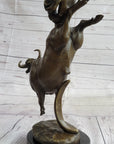 Frederic Remington Cowboy Rodeo Bull Rider Western Bronze Statue Sculpture 16" x 11.5"