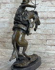BRONCO BUSTER Frederic Remington Western Bronze Statue Sculpture Marble Base 17" x 15"