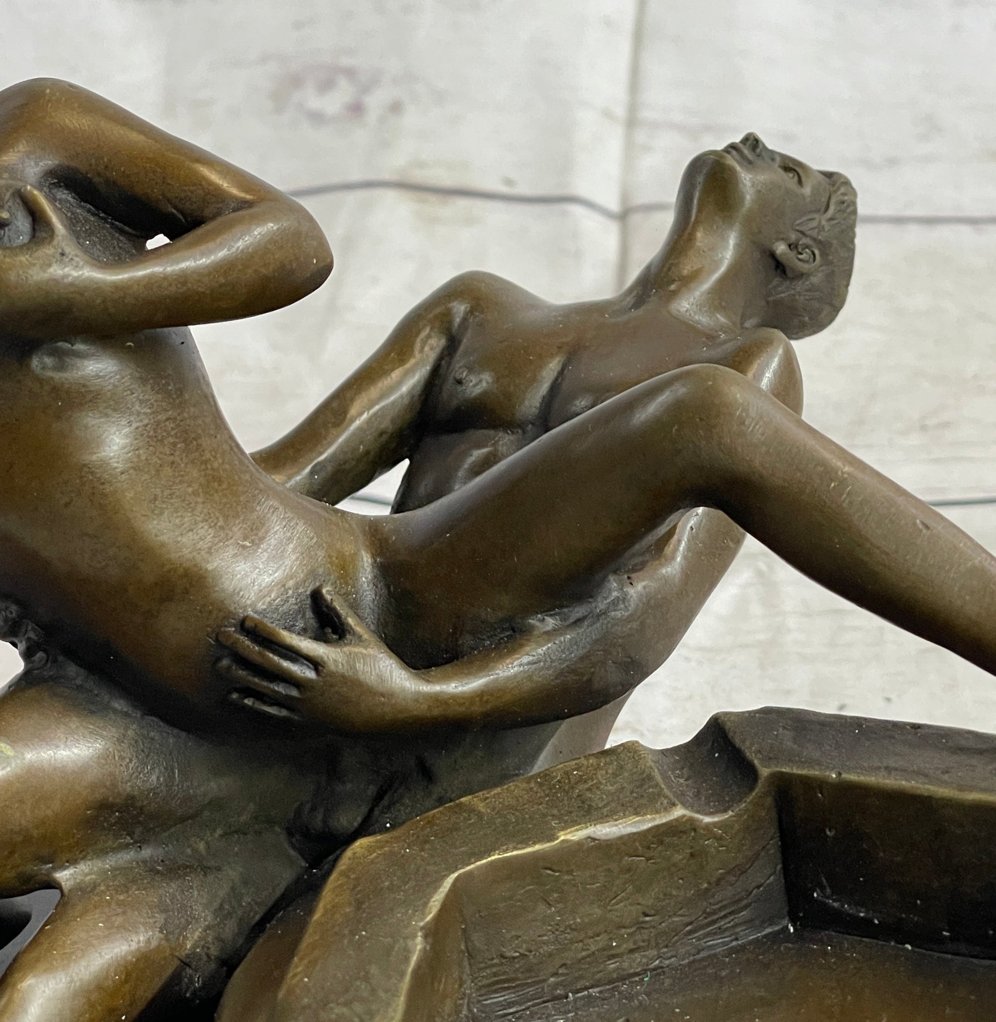 Erotic Sexual Novelty Bronze Metal Ashtray on Marble Base Reverse Cowgirl Mavchi 5&quot; x 12&quot;