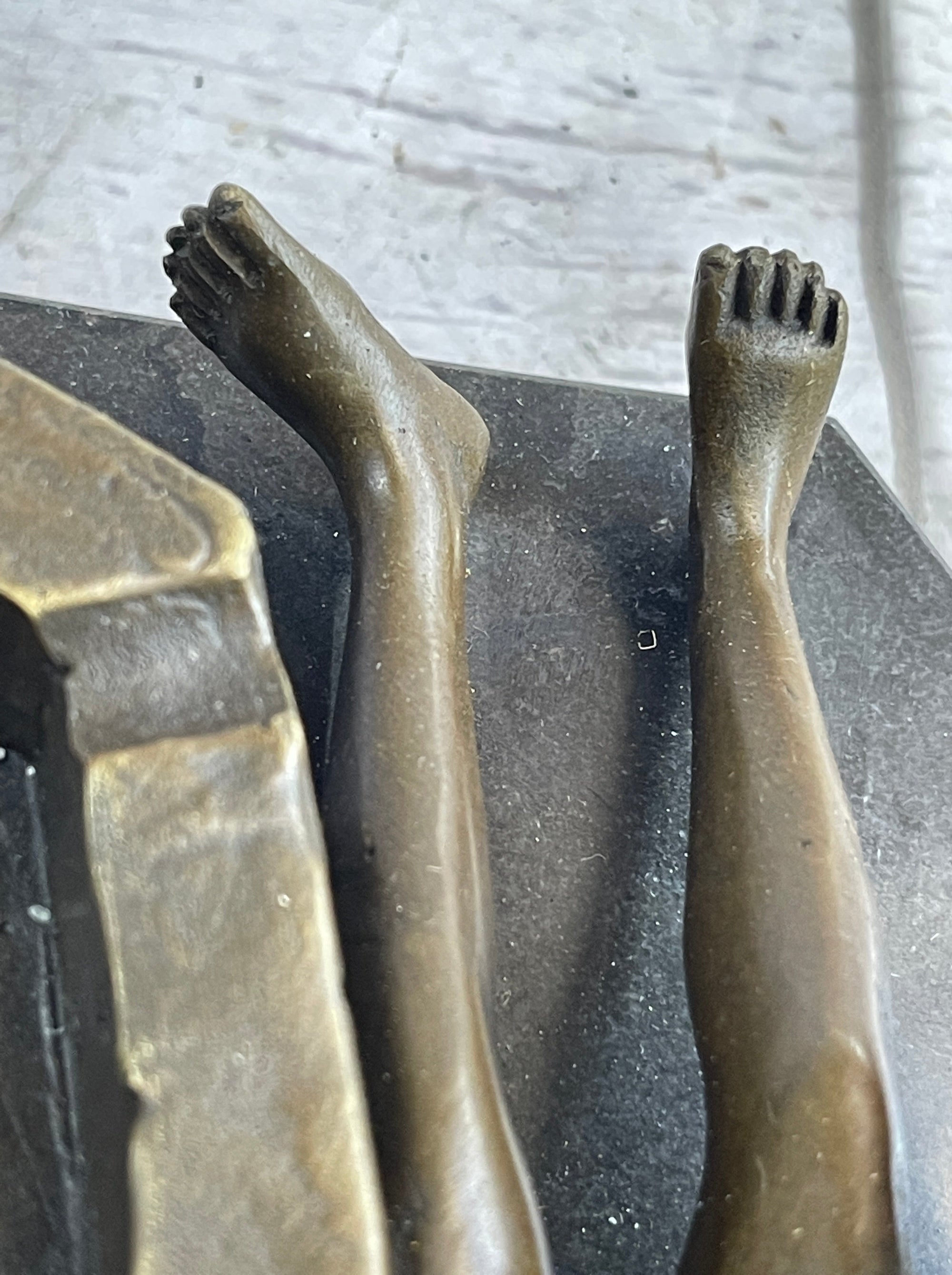 Erotic Sexual Novelty Bronze Metal Ashtray on Marble Base Reverse Cowgirl Mavchi 5&quot; x 12&quot;