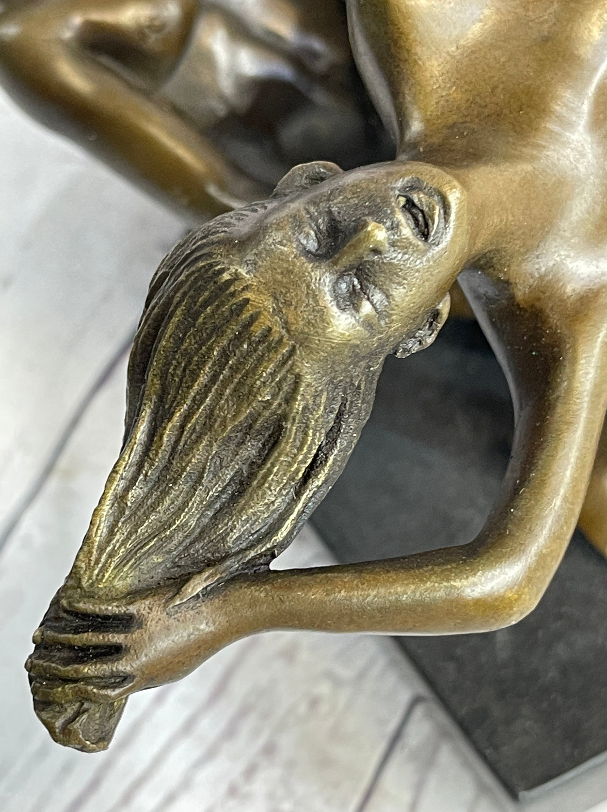 Erotic Sexual Novelty Bronze Metal Ashtray on Marble Base Reverse Cowgirl Mavchi 5&quot; x 12&quot;