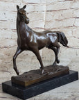Thoroughbred Running Horse Equestrian Western Art Bronze Marble Statue Figurine