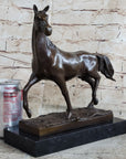 Thoroughbred Running Horse Equestrian Western Art Bronze Marble Statue Figurine