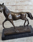 Thoroughbred Running Horse Equestrian Western Art Bronze Marble Statue Figurine