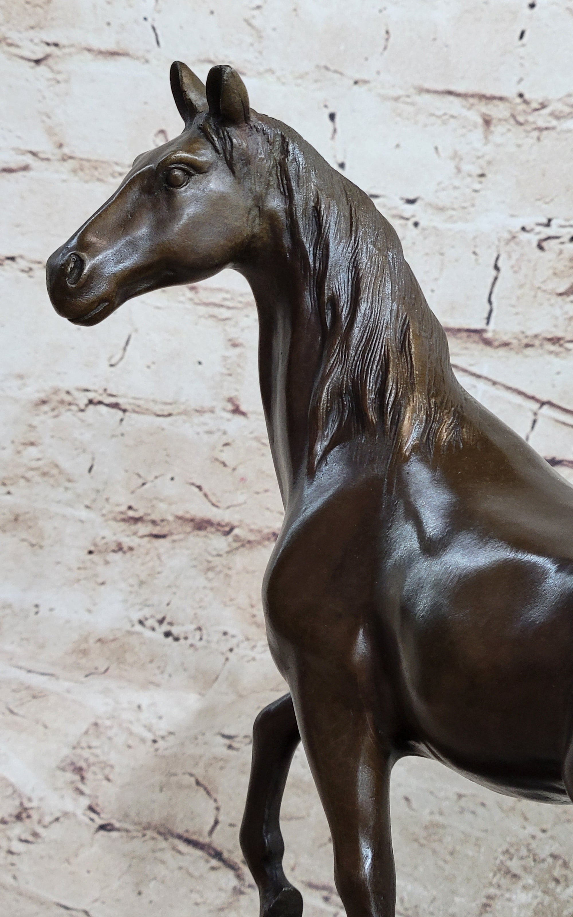Thoroughbred Running Horse Equestrian Western Art Bronze Marble Statue Figurine