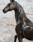 Thoroughbred Running Horse Equestrian Western Art Bronze Marble Statue Figurine