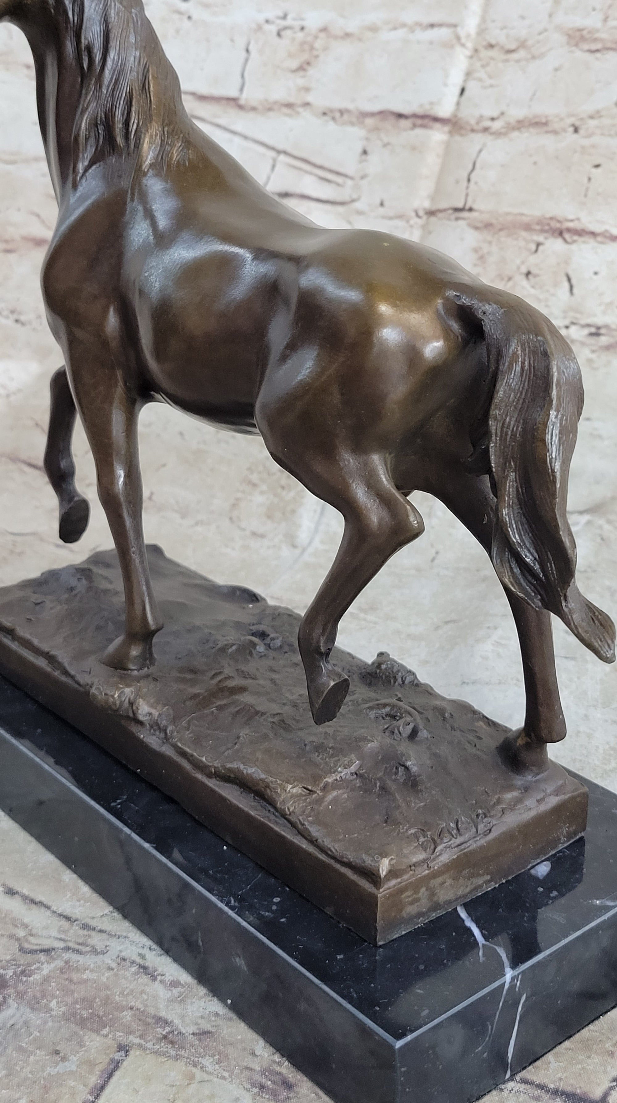 Thoroughbred Running Horse Equestrian Western Art Bronze Marble Statue Figurine