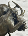 Mountain Lion Hunting Elk Deer by PJ Mene Bronze Statue Sculpture Wildlife Decor 11"X 13"