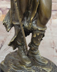 Female Native American Indian Warrior in Feathered Headdress Bronze Statue Sculpture Figure