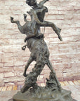 Female Horseback Rider Cowgirl Being Thrown Off Horse - Western Bronze Sculpture by Milo