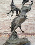 Female Horseback Rider Cowgirl Being Thrown Off Horse - Western Bronze Sculpture by Milo