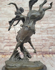 Female Horseback Rider Cowgirl Being Thrown Off Horse - Western Bronze Sculpture by Milo