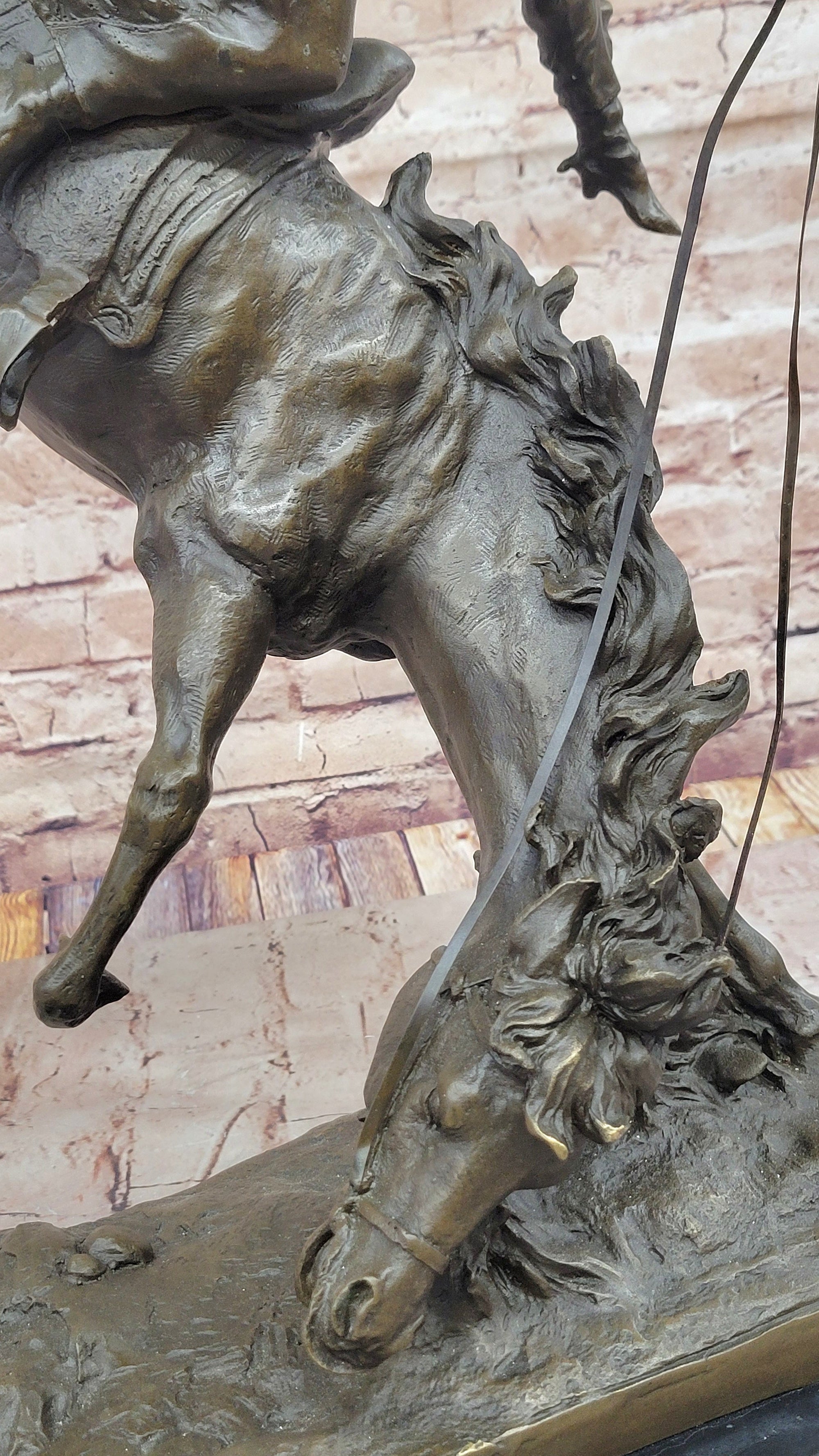 Female Horseback Rider Cowgirl Being Thrown Off Horse - Western Bronze Sculpture by Milo