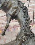 Female Horseback Rider Cowgirl Being Thrown Off Horse - Western Bronze Sculpture by Milo