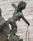 Female Horseback Rider Cowgirl Being Thrown Off Horse - Western Bronze Sculpture by Milo