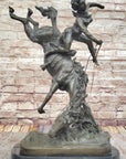 Female Horseback Rider Cowgirl Being Thrown Off Horse - Western Bronze Sculpture by Milo
