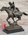 Native American Indian Warrior Hunter on Horseback - Bronze Sculpture by Mario Nick