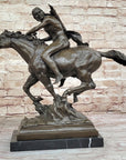 Native American Indian Warrior Hunter on Horseback - Bronze Sculpture by Mario Nick
