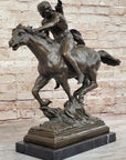 Native American Indian Warrior Hunter on Horseback - Bronze Sculpture by Mario Nick