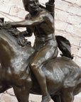 Native American Indian Warrior Hunter on Horseback - Bronze Sculpture by Mario Nick