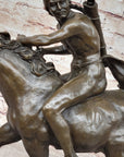 Native American Indian Warrior Hunter on Horseback - Bronze Sculpture by Mario Nick