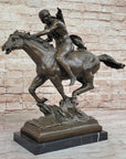 Native American Indian Warrior Hunter on Horseback - Bronze Sculpture by Mario Nick