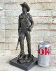 CLASSIC COWBOY BY MILO BRONZE SCULPTURE STATUE ORIGINAL MARBLE BASE FIGURINE ART