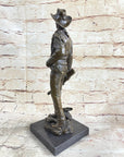 CLASSIC COWBOY BY MILO BRONZE SCULPTURE STATUE ORIGINAL MARBLE BASE FIGURINE ART