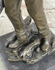 CLASSIC COWBOY BY MILO BRONZE SCULPTURE STATUE ORIGINAL MARBLE BASE FIGURINE ART