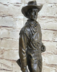 CLASSIC COWBOY BY MILO BRONZE SCULPTURE STATUE ORIGINAL MARBLE BASE FIGURINE ART