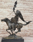 Native American Indian Warrior on Horseback - Signed Original Bronze Sculpture by Milo
