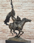 Native American Indian Warrior on Horseback - Signed Original Bronze Sculpture by Milo