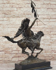 Native American Indian Warrior on Horseback - Signed Original Bronze Sculpture by Milo