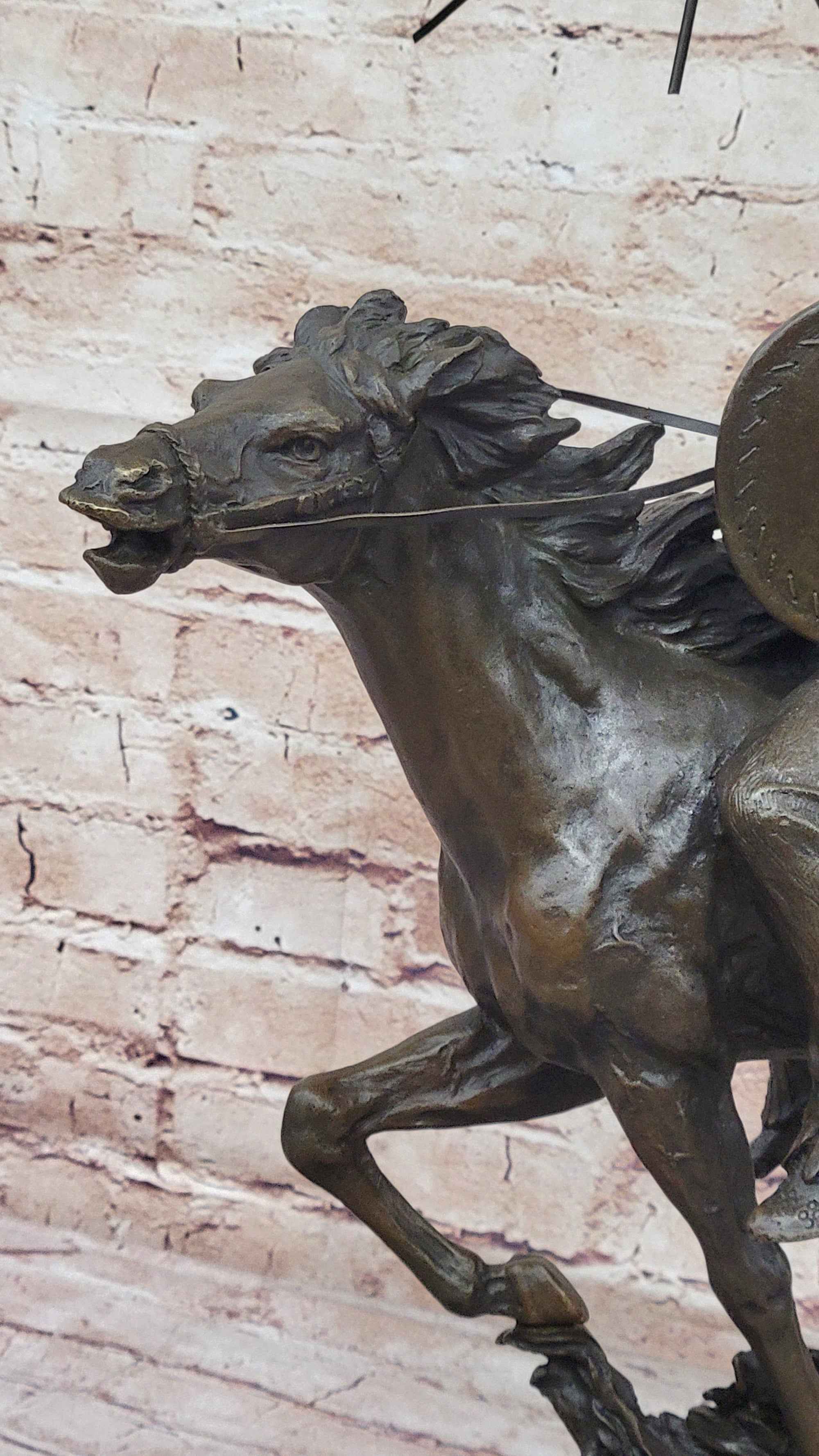 Native American Indian Warrior on Horseback - Signed Original Bronze Sculpture by Milo