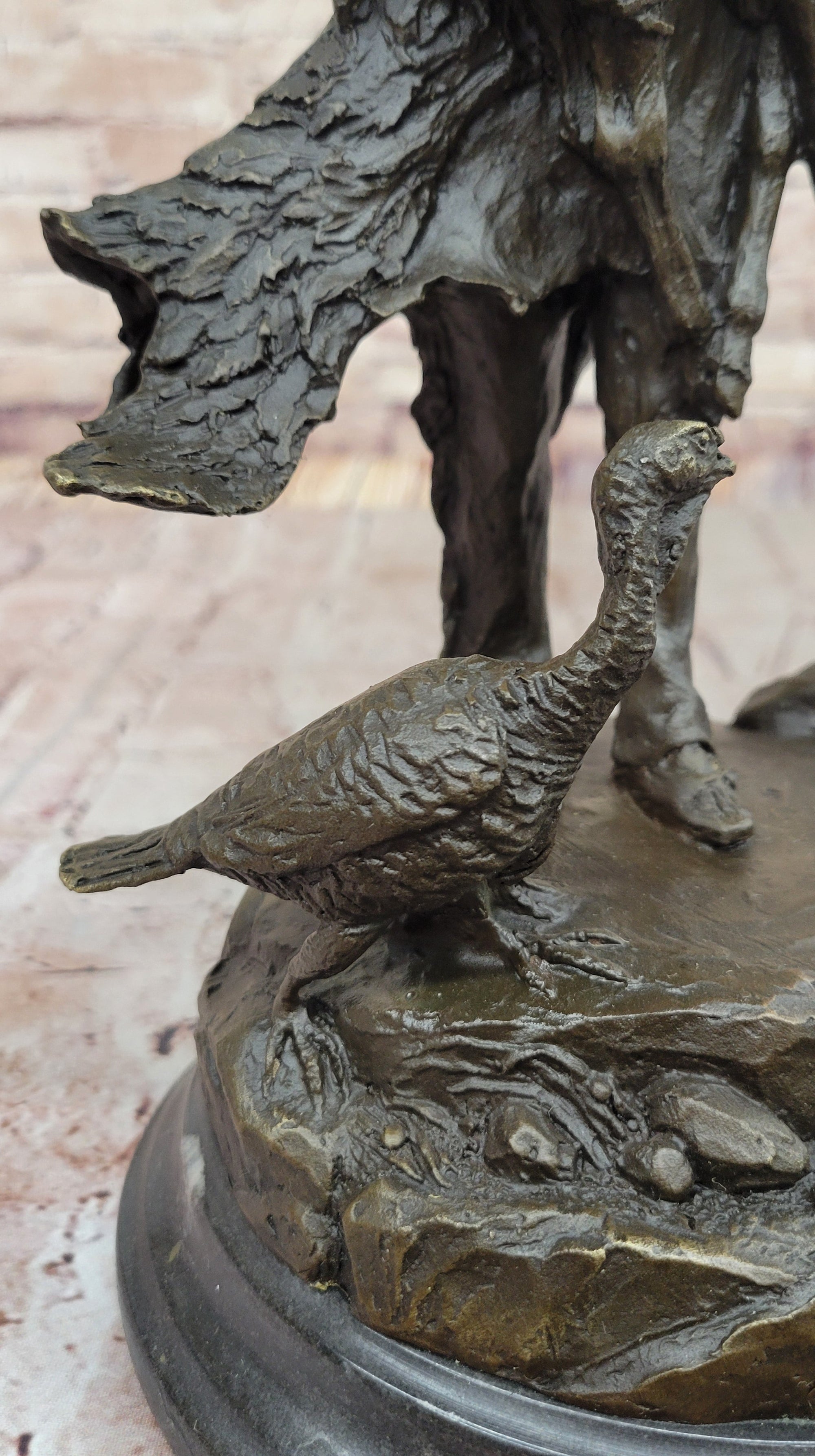 Native American Indian Shaman Holding Deer and Turkey Bronze Sculpture Statue