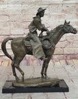 Cowboy on Horseback by Jim Ponter Bronze Statue Sculpture on Marble Base