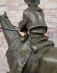 Cowboy on Horseback by Jim Ponter Bronze Statue Sculpture on Marble Base