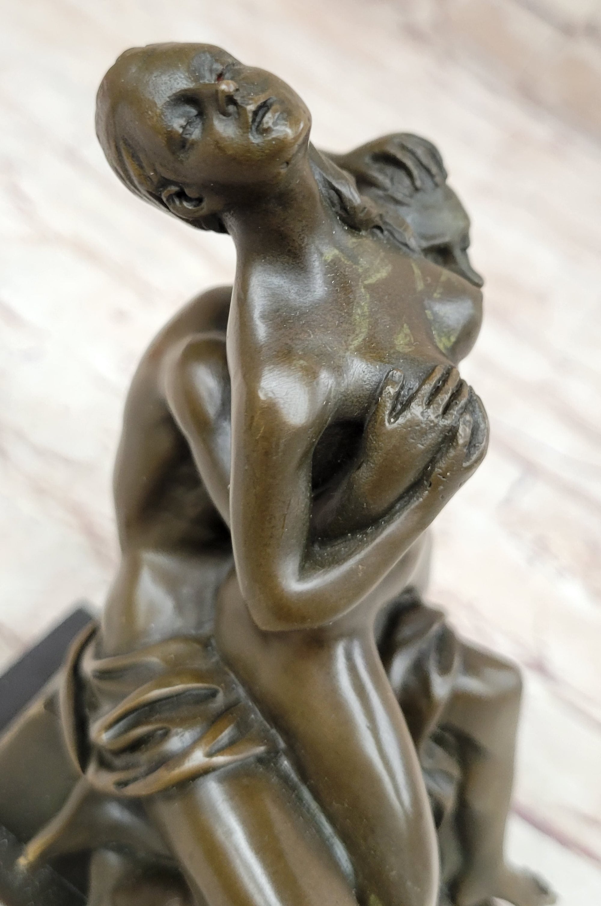 Erotic Bronze Statue Sculpture Couple Having Sex Reverse Cowgirl on Chair 7&quot; x &quot;5