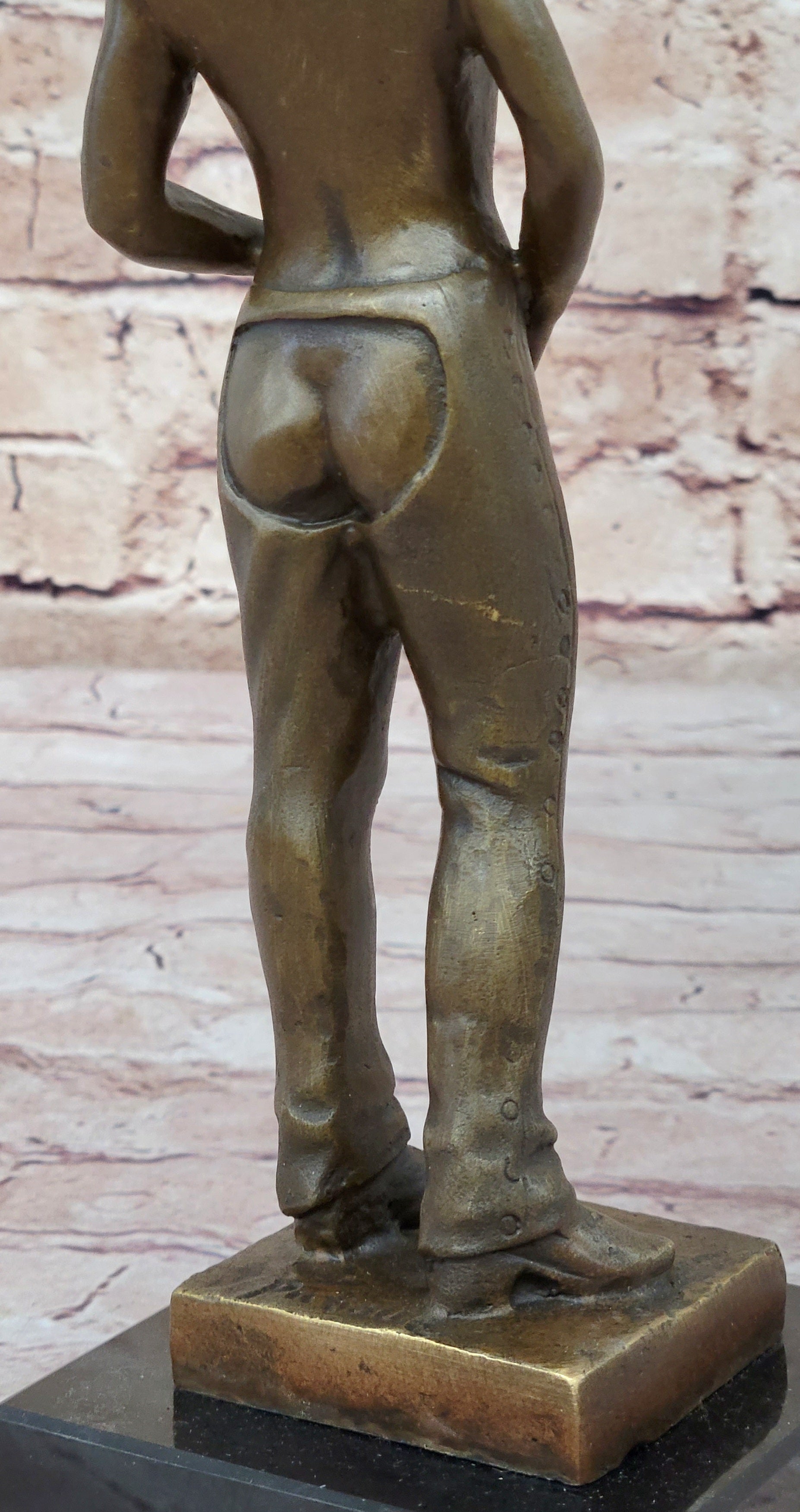 Gay Cowboy Assless Chaps Erotic Art Statue Sculpture Modern Signed Patoue 11&quot; x 4&quot;