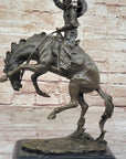 Bronco Buster Hot Cast Bronze Western Americana Decor Sculpture Statue Reproduction by Remington