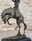 Bronco Buster Hot Cast Bronze Western Americana Decor Sculpture Statue Reproduction by Remington