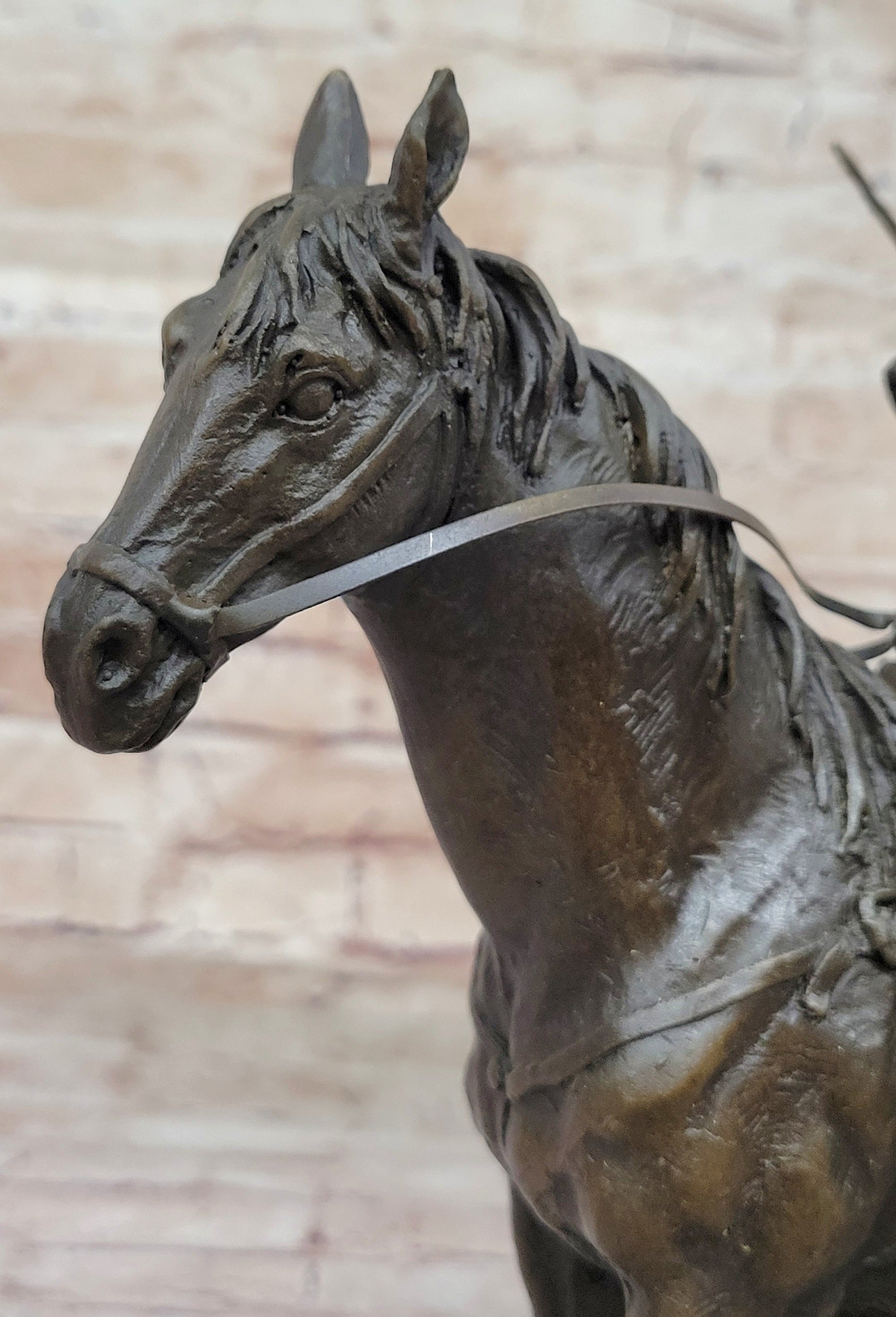 Bronze Remington Tribute Cowboy w/ Rifle Riding Horse Sculpture Statue Marble 12&quot; x 12&quot;
