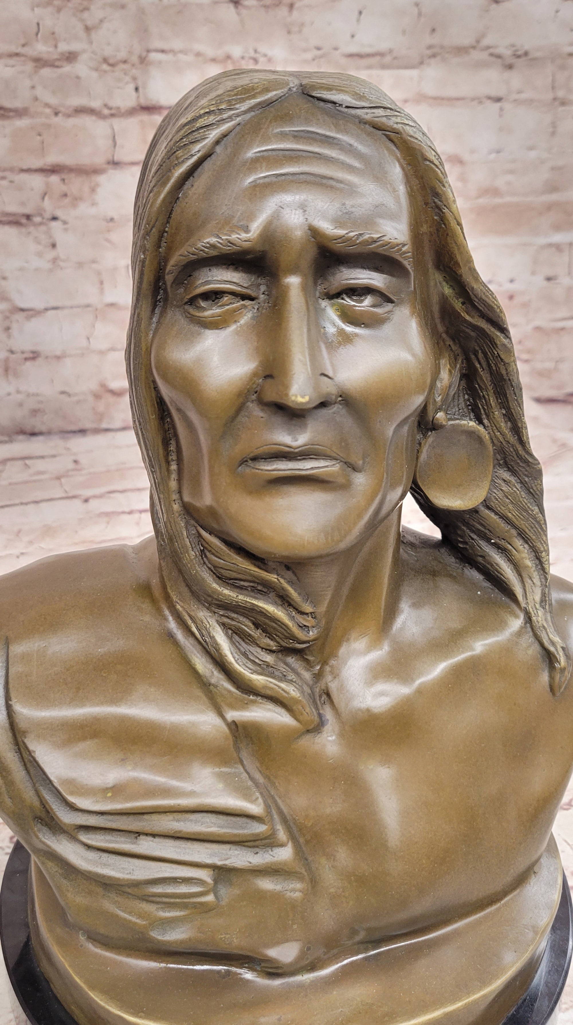 Signed Original Artwork by Milo Native American Chief Bronze Sculpture Bust