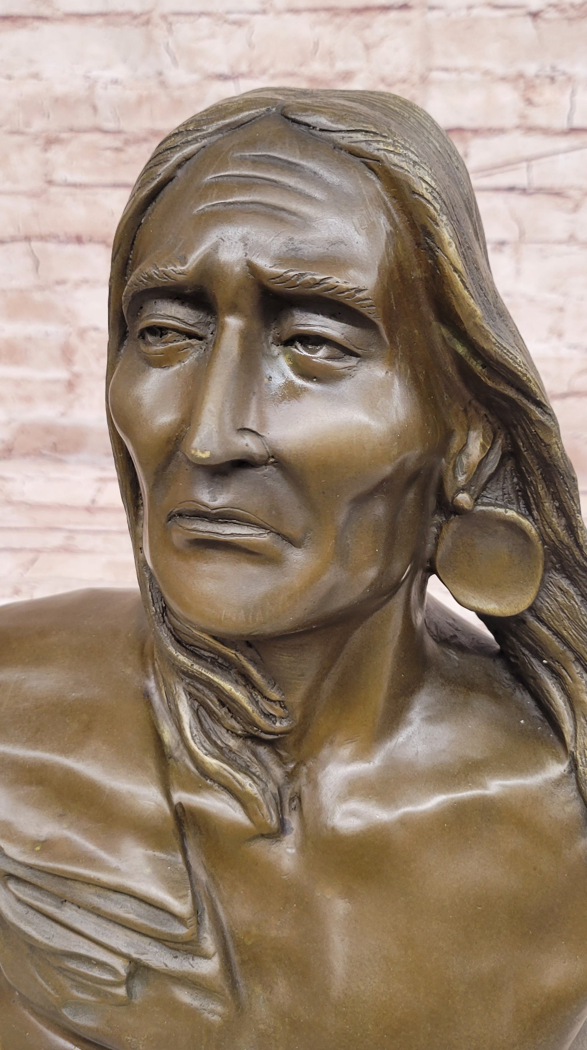 Signed Original Artwork by Milo Native American Chief Bronze Sculpture Bust