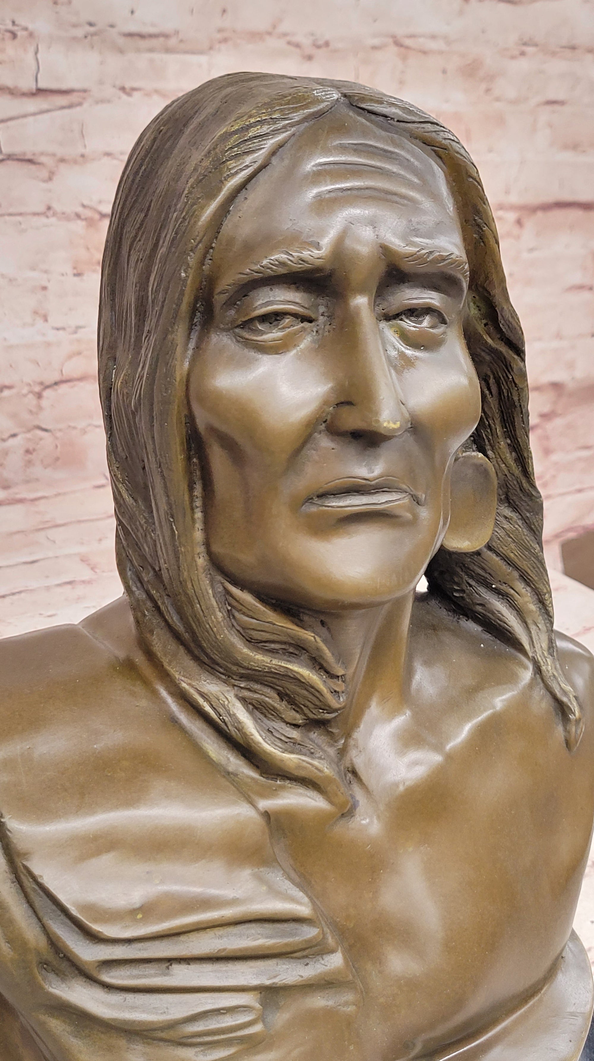 Signed Original Artwork by Milo Native American Chief Bronze Sculpture Bust