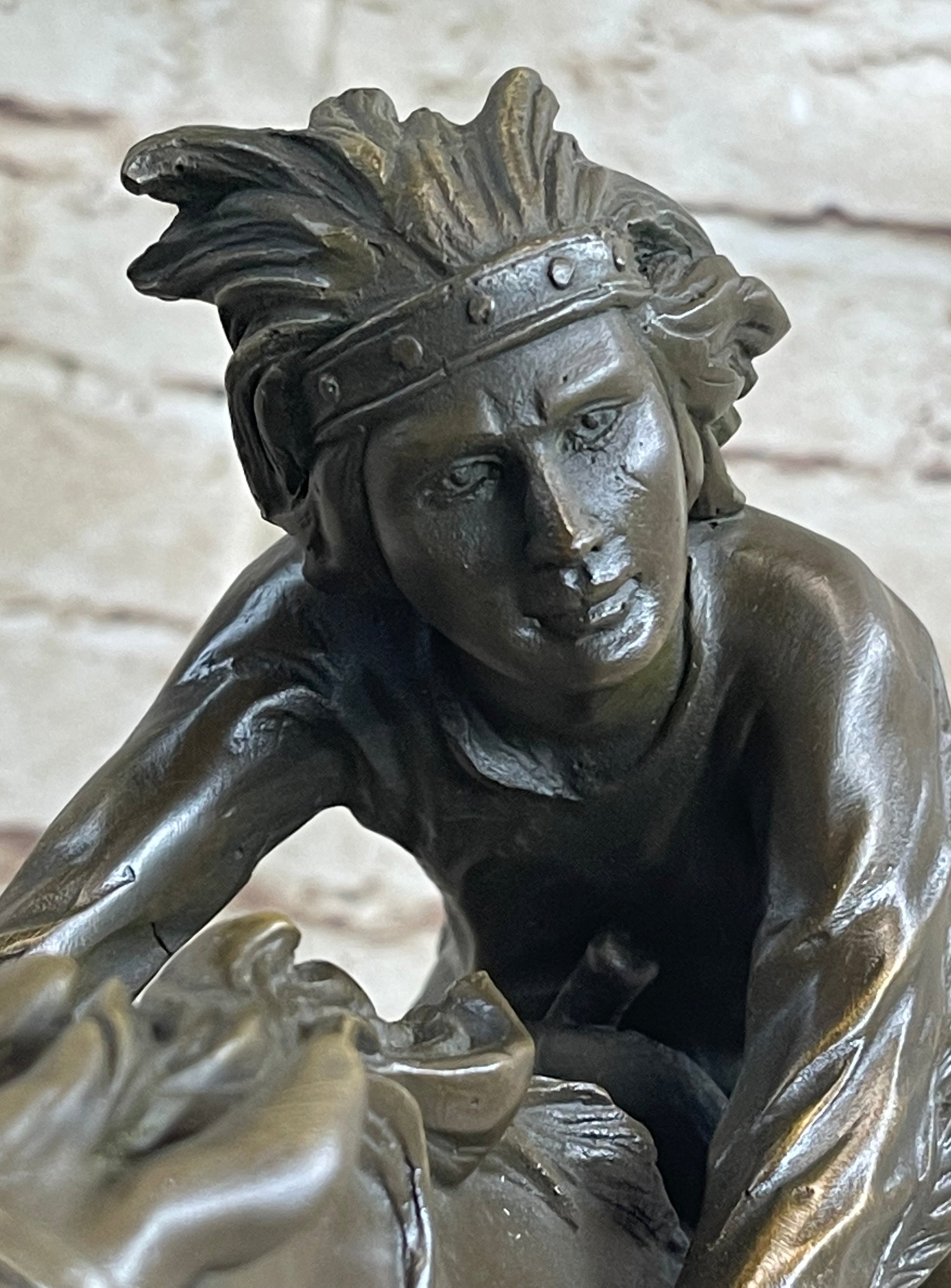 Bronze Sculpture by Antoine Bofill - Le dernier d’une race - Native American on Horse